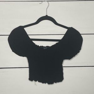 black off shoulder ruffle top
